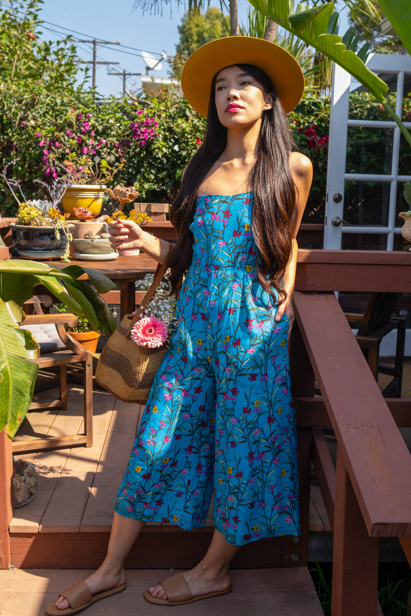 Floral capri hot sale jumpsuit