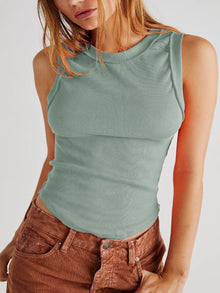  Curved Hem Round Neck Tank