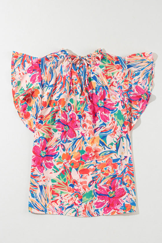 Women's Cap Sleeve Blouse | Printed Tie Neck Dress | Cori Michelle