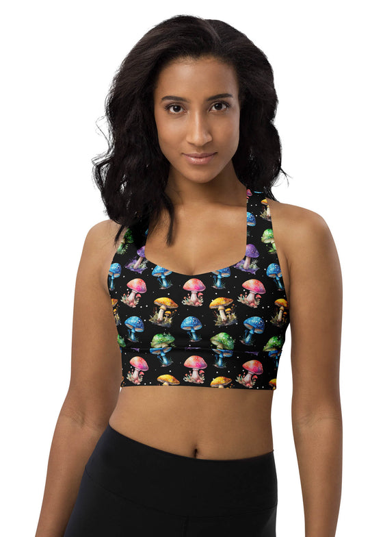 Black Mushrooms Sport Bra | Women's Sport Bra | Cori Michelle