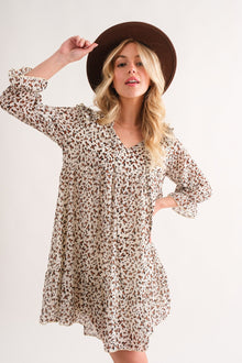  And The Why Leopard Ruffle Hem Woven Mini Dress