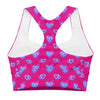 Longline sports bra- Electric Hearts - Red Violet