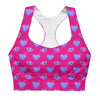 Longline sports bra- Electric Hearts - Red Violet
