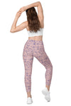 High-Waisted Leggings with Pockets - Girl Power - Pastel Pink