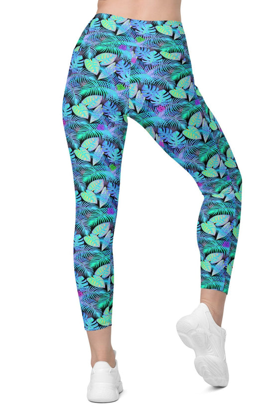 Neon Leaf Print Leggings