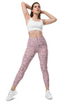 High-Waisted Leggings with Pockets - Girl Power - Pastel Pink