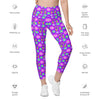 High-Waisted Leggings with Pockets - 70's Vibes - Purple/Pink