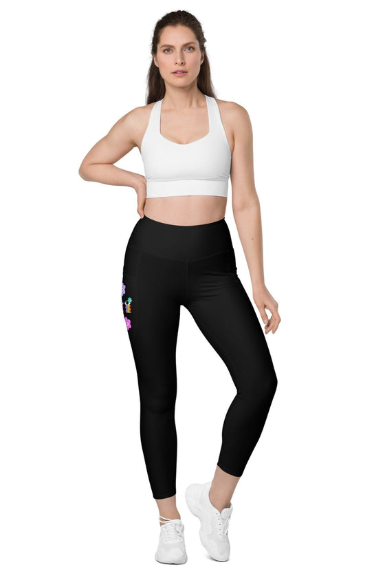 High-Waisted Leggings with Pockets - Solid - 70's Vibes - Black