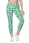 Leggings with pockets - Seeking Saguaros - Light Cyan