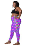 High-Waisted Leggings with Pockets - 70's Vibes - Purple/Pink