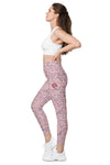 High-Waisted Leggings with Pockets - Girl Power - Pastel Pink