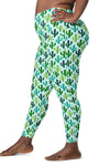 Leggings with pockets - Seeking Saguaros - Light Cyan