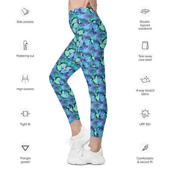 Neon Leaf Print Leggings