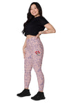 High-Waisted Leggings with Pockets - Girl Power - Pastel Pink