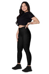 High-Waisted Leggings with Pockets - Solid - 70's Vibes - Black