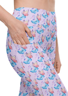  Leggings with pockets - Butterflies - Lavender