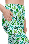 Leggings with pockets - Seeking Saguaros - Light Cyan