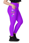 High-Waisted Leggings with Pockets - Solid - 70's Vibes - Purple