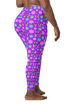 High-Waisted Leggings with Pockets - 70's Vibes - Purple/Pink