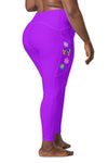 High-Waisted Leggings with Pockets - Solid - 70's Vibes - Purple