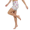 Side view of fall floral yoga shorts, highlighting a comfortable and flexible fit.
