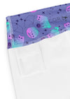 Close-up of small inside pocket in galaxy cat yoga shorts, perfect for essentials