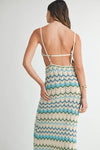  Rear angle highlighting the delicate pointelle texture and breezy look of the Aqua Lightweight Pointelle Knit Maxi Dress.
