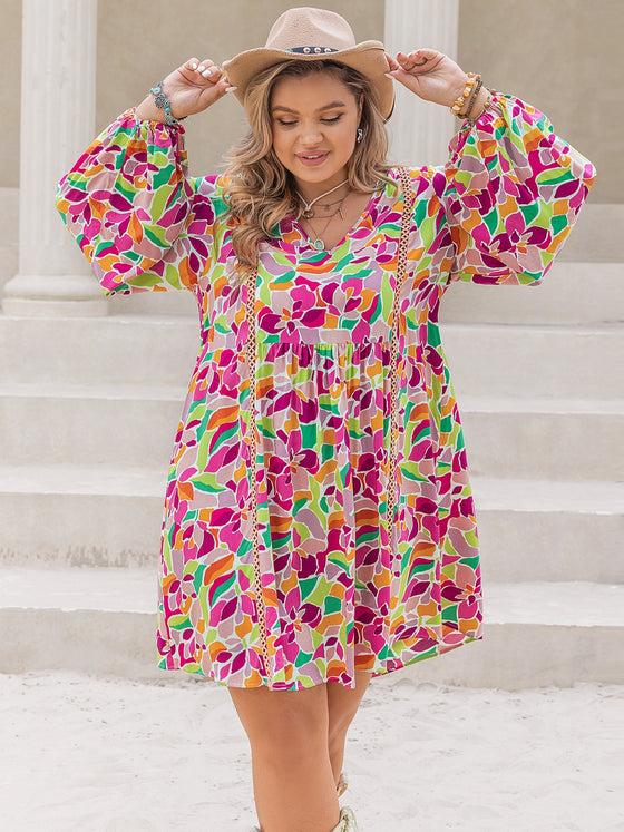 Balloon Sleeve Dress | Printed V-Neck Dress | Cori Michelle