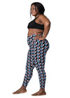 Side view of plus-size woman in Black Butterfly Dreams High-Waisted Leggings with Pockets. Designed for comfort and style with a high-rise fit and butterfly details.