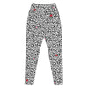 Front view of Black & White Rosette High-Waisted Leggings. Stylish floral print, high-waisted fit with practical side pockets for everyday use.