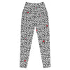 Black & White Rosette High-Waisted Leggings in front view, showing sleek floral print and functional side pockets for convenience and style.