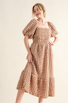  And The Why Full Size Square Neck Puff Sleeve Dress