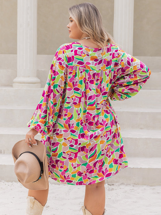 Balloon Sleeve Dress | Printed V-Neck Dress | Cori Michelle