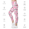 Closeup of waistband and fabric texture on Cactus Cowgirl high waist leggings. Shows stitching and softness of eco-friendly fabric with compression feel.