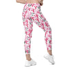 Back view of high waist Cactus Cowgirl leggings with bold pink cactus print. Gym leggings with pockets for women, perfect for fitness and casual wear.