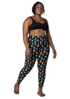 Colorful Mushrooms Print High-Waisted Gym Leggings with Pockets Large Size - Front View | Cori Michelle