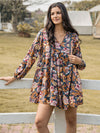 V-Neck Long Sleeve Dress | Ruched Floral Dress | Cori Michelle