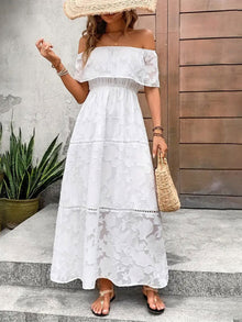  Off-Shoulder Short Sleeve Maxi Dress