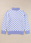 Plus Size Checkered Collared Neck Long Sleeve Sweater