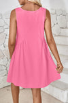 Back view of the Lovelet Wide Strap Mini Tank Dress in soft pink, designed for casual elegance.