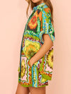 Full side view of the Multicolor Printed Top and Shorts Set highlighting the relaxed fit and colorful print.

