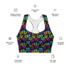 Neon Hearts Print Black High Impact Sports Bra. Featuring a bold neon heart design, this high support sports bra offers excellent compression and comfort, ideal for running, gym sessions, and intense workouts.