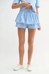  Effortless front view of the sky blue crop set designed for movement, comfort, and cool summer vibes.