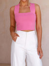 Front view of the Square Neck Wide Strap Tank showcasing the square neckline and wide strap details.