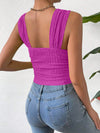 Back view of the Textured Square Neck Wide Strap Tank, highlighting its textured design and wide straps.