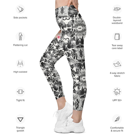 High waist leggings with side pockets for yoga and gym.