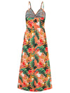 Back view of the Twisted Printed V-Neck Cami Dress with its elegant maxi length.