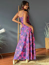 Back view of the Twisted Printed V-Neck Cami Dress with its elegant maxi length