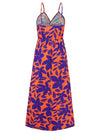 Back view of the Twisted Printed V-Neck Cami Dress with its elegant maxi length.