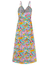 Back view of the Twisted Printed V-Neck Cami Dress with its elegant maxi length